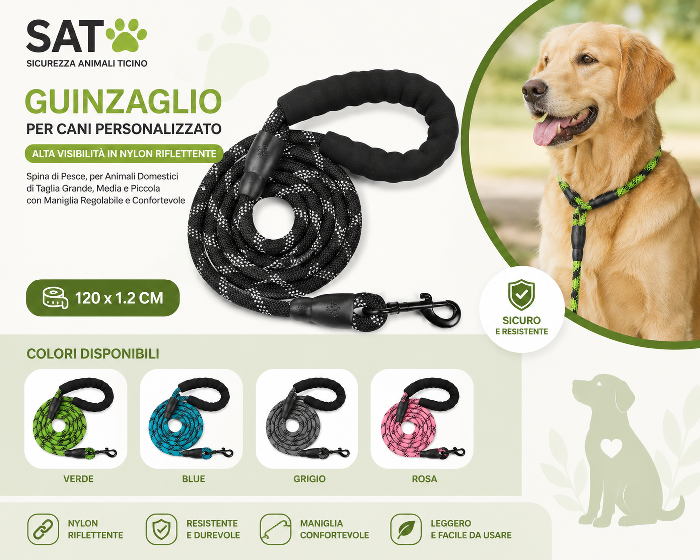 SAT Visibility – Guinzaglio Riflettente Premium
